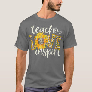Teach Love Inspire Cute Sunflower Leopard Cheetah T-Shirt