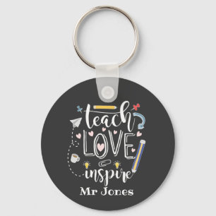 teach love inspire favorite teacher doodle art keychain