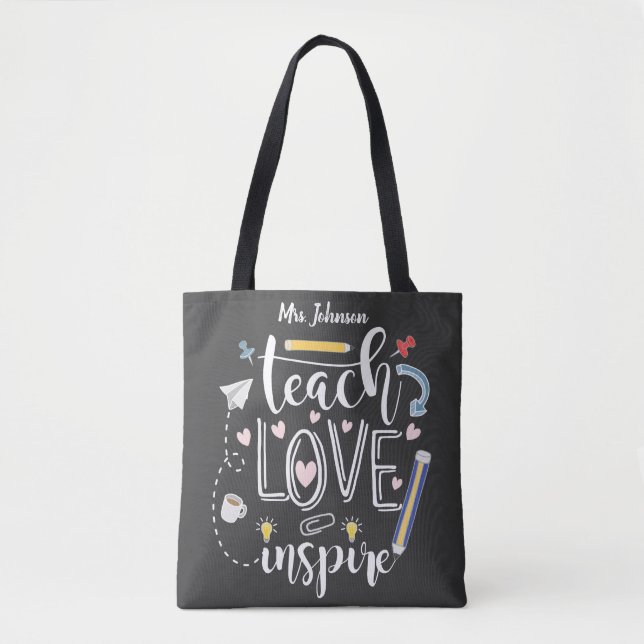 teach love inspire favourite teacher fashion tote bag (Front)