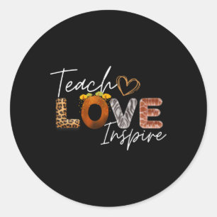 Teach Love Inspire Leopard Safari Back To School Classic Round Sticker