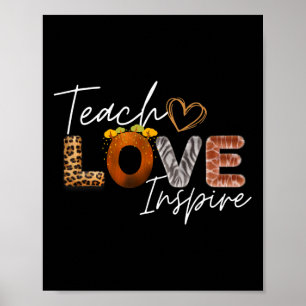 Teach Love Inspire Leopard Safari Back To School Poster