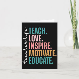 Teach Love Inspire Motivate Back To School Cute Te Card