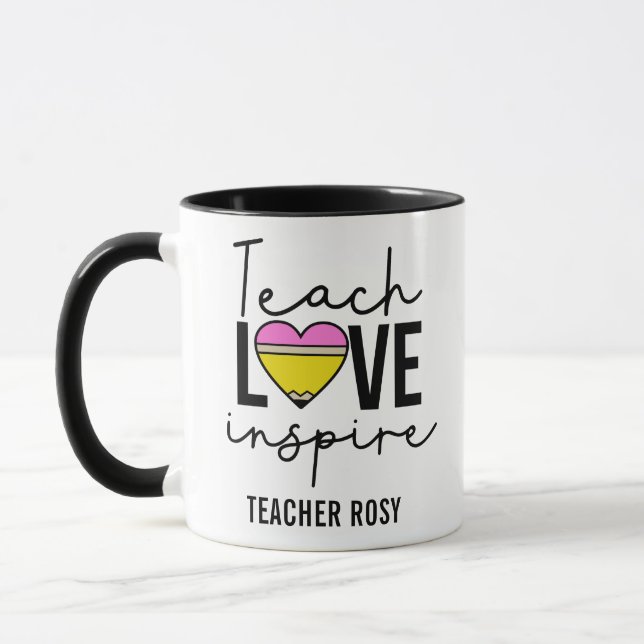 Teach Love Inspire Personalized Teacher Mugs (Left)