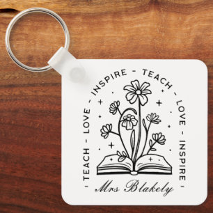 Teach love inspire personalized teacher name keychain