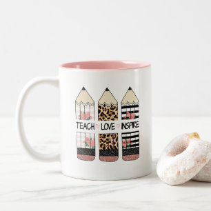 Teach Love Inspire Quote Two-Tone Coffee Mug