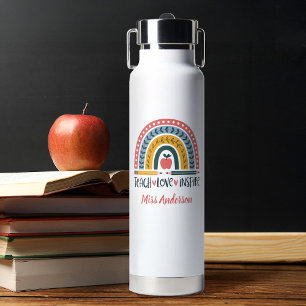 Teach Love Inspire Rainbow Teacher Appreciation Water Bottle