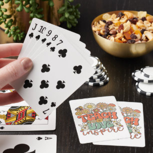 Teach Love Inspire Retro Back to School Playing Cards