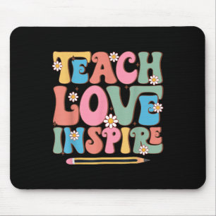Teach Love Inspire Retro Groovy Back To School Tea Mouse Pad