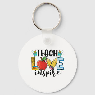 Teach Love Inspire Shirt Funny Ck To School Teache Keychain
