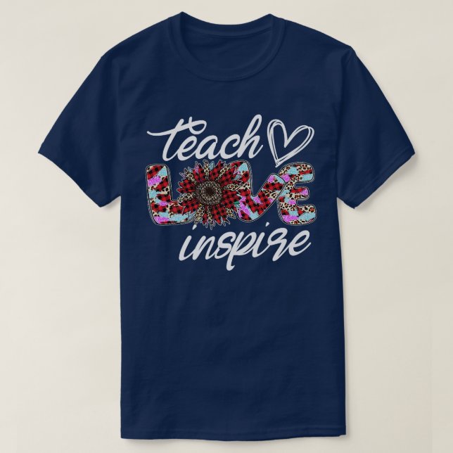 Teach Love Inspire Sunflower Leopard Premium  T-Shirt (Design Front)