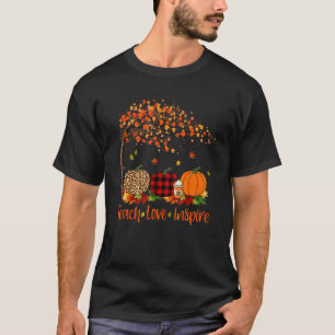 Teach Love Inspire Teacher Autumn Fall Pumpkin Le T-Shirt