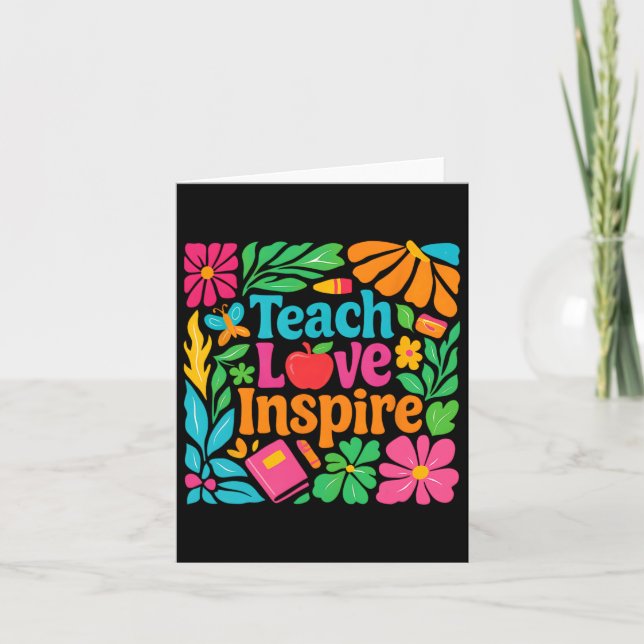 Teach Love Inspire Teacher Back To School Happy Fi Card (Front)
