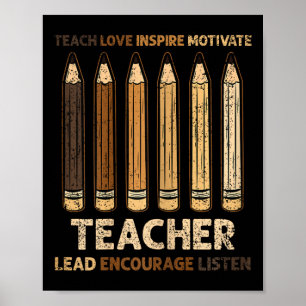 Teach Love Inspire Teacher Black History Month Men Poster