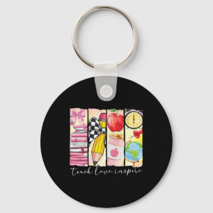 Teach Love Inspire Teacher First Day Funny Back To Keychain