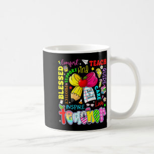 Teach Love Inspire Teacher Kids Pencil Bow Back To Coffee Mug