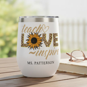 Teach Love Inspire Teacher Sunflower Modern Name
