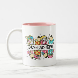 Teach Love Inspire Teacher Two-Tone Coffee Mug