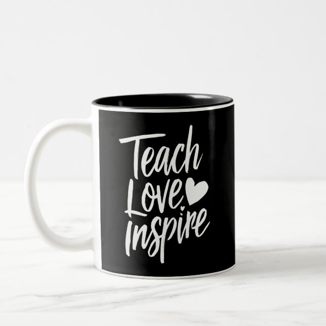Teach Love Inspire Teacher's Day Gift Teacher Life Two-Tone Coffee Mug (Left)