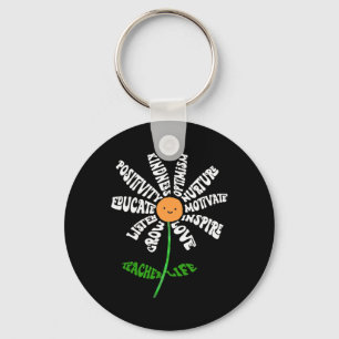 Teach Love Inspire Teachers Inspirational Flower T Keychain