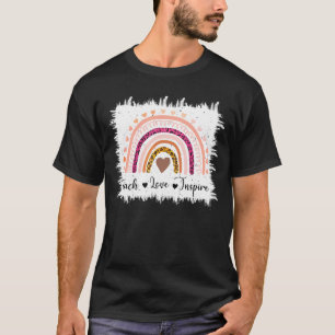 Teach Love Inspire Women Teacher Rainbow Leopard G T-Shirt