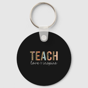 Teach Love Insre Leopard Back To School Cute Teach Keychain
