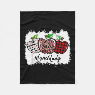 Teach Love Insre Lunch Lady Leopard Red Plain  Fleece Blanket