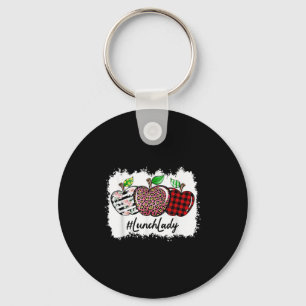 Teach Love Insre Lunch Lady Leopard Red Plain  Keychain