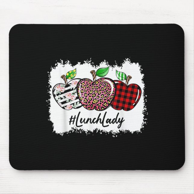 Teach Love Insre Lunch Lady Leopard Red Plain  Mouse Pad (Front)