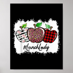 Teach Love Insre Lunch Lady Leopard Red Plain Poster