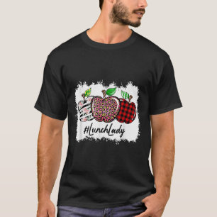 Teach Love Insre Lunch Lady Leopard Red Plain T-Shirt