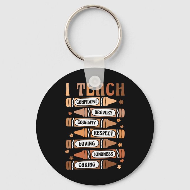 Teach Melanin Afro African Black History Month Tea Keychain (Front)