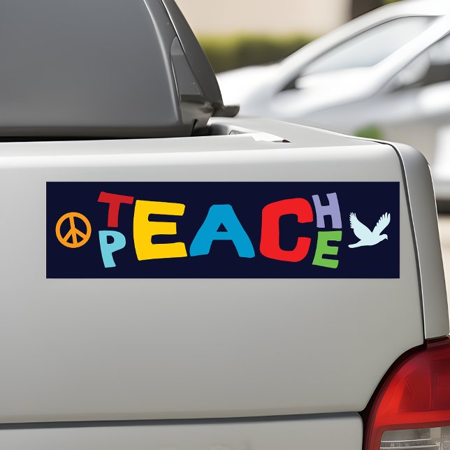 Teach Peace Bumper Sticker - Share Positivity (🕊️ On-the-Go Harmony: Teach Peace Bumper Sticker! 🌈)