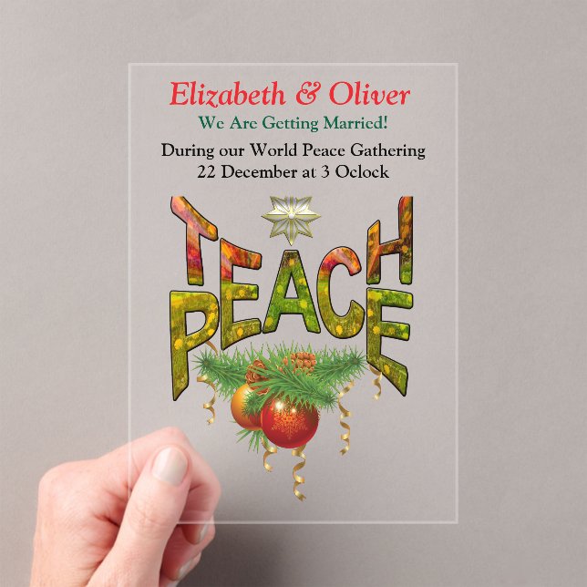 Teach Peace Christmas Gathering  Acrylic Invitations (Insitu (Handheld))