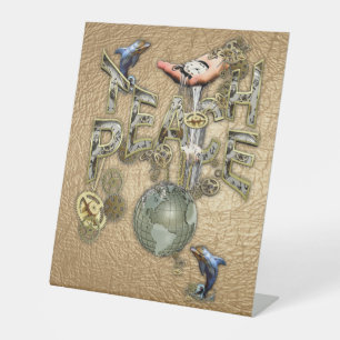 Teach Peace Christmas Gathering gifts Pedestal Sign