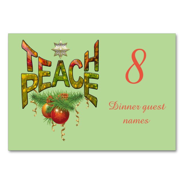 Teach-Peace Christmas party Table Number (Front)