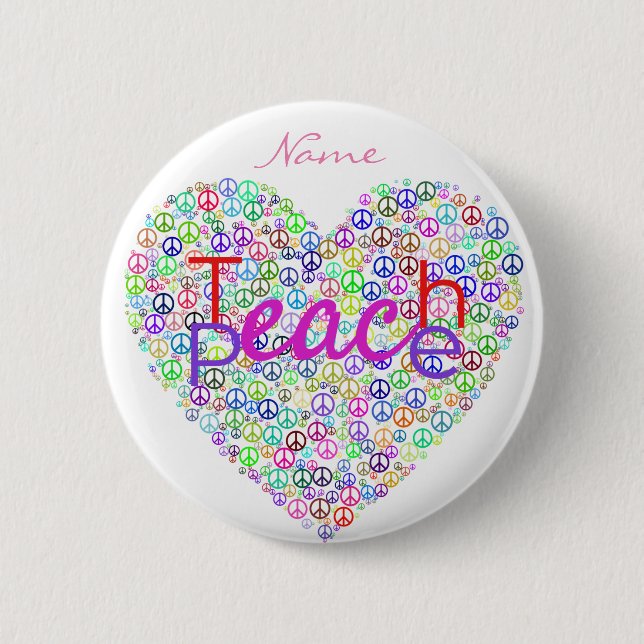 Teach Peace Heart Thunder_Cove 2 Inch Round Button (Front)