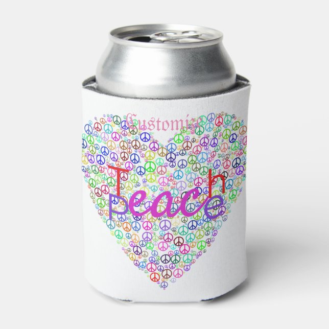 Teach Peace Heart Thunder_Cove Can Cooler (Can Front)