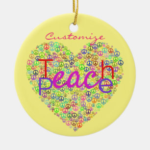 Teach Peace Heart Thunder_Cove Ceramic Ornament