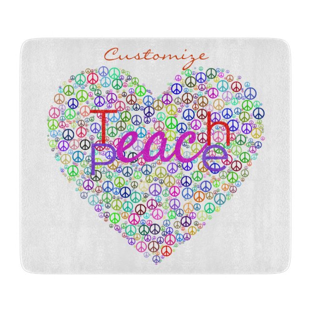 Teach Peace Heart Thunder_Cove Cutting Board (Front)