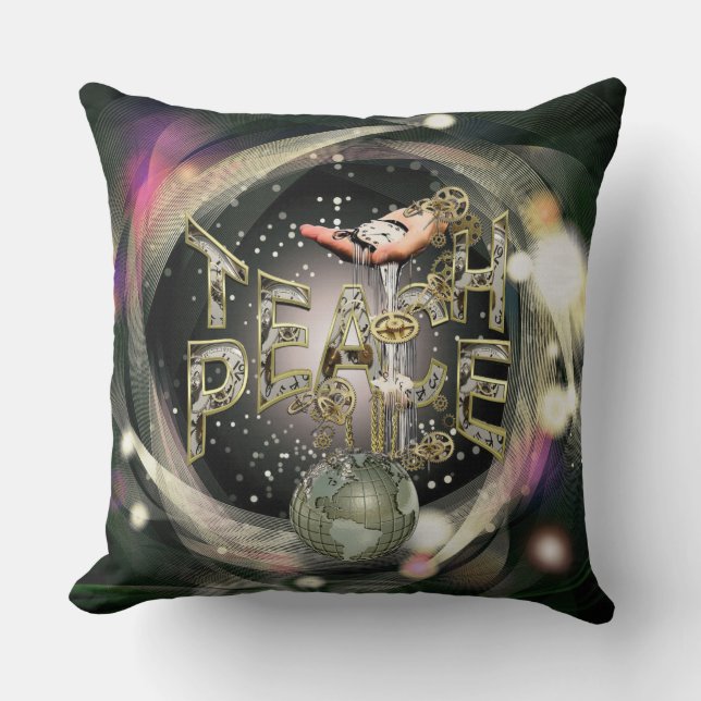 Teach-Peace  Movement Throw Pillow (Front)