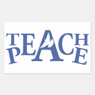 Teach peace single dove blue text labels