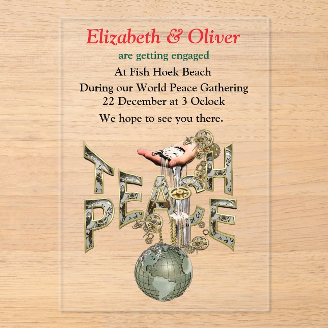 Teach Peace Steampunk Gathering  Acrylic Invitations (Front)