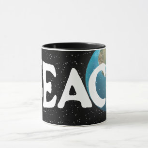 "Teach Peace" Text and Planet Earth Mug