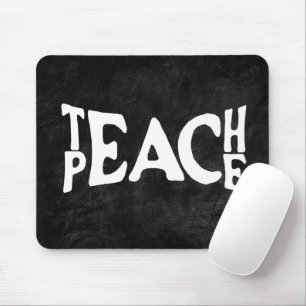 "Teach Peace" Text On Black Leather Mouse Pad