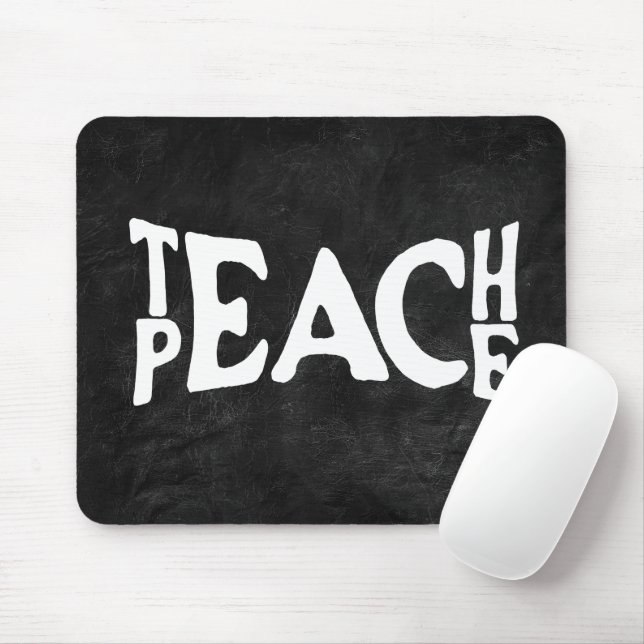 "Teach Peace" Text On Black Leather Mouse Pad (With Mouse)