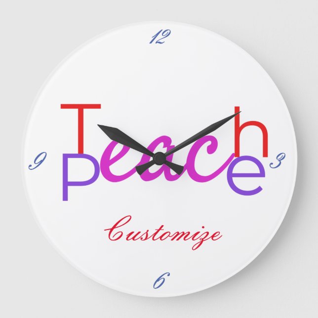 Teach Peace Thunder_Cove Large Clock (Front)