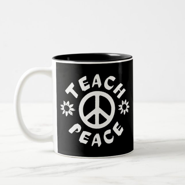 Teach Peace Two-Tone Coffee Mug (Left)