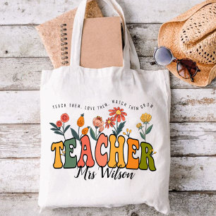 Teach Them Love Them Watch . Personalized Teacher Tote Bag