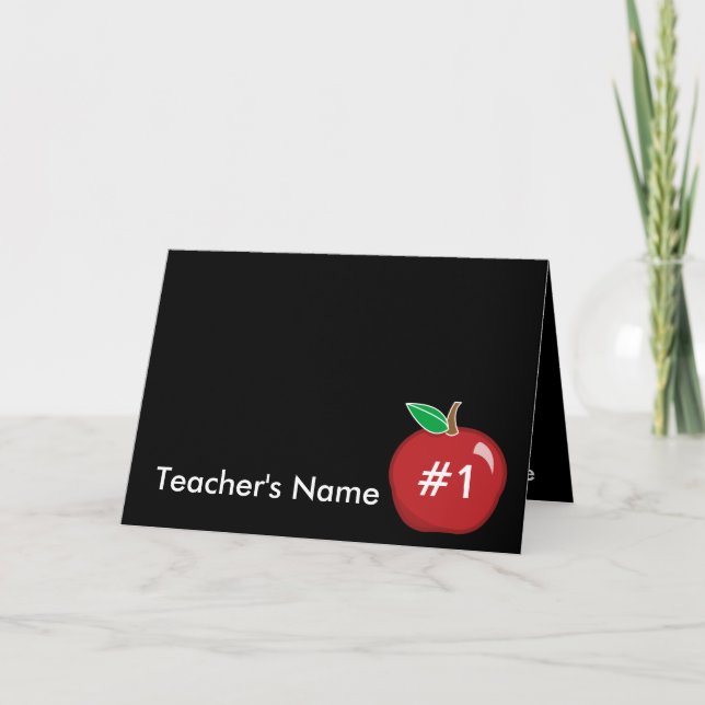 Teacher #1 Black/Red Greeting Card-Customize Card (Front)