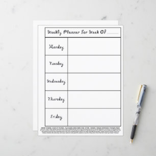 Teacher 5 Day Week Lesson Plan Black Fabric Font